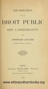 725 Recherches sur le droit public des Cambodgiens