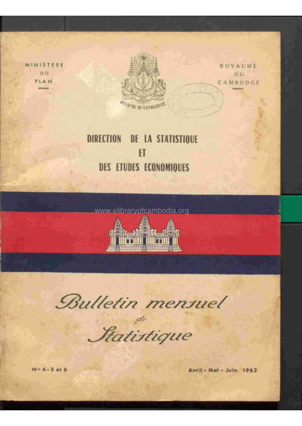 ព្រឹត្តិបត្រ Bulletin Mensuel de statistique KH No 4-5-6 (Avril-Mar-Juin,1962)